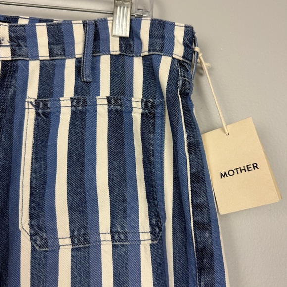 Tuckernuck Mother Patch Pocket Twister Sneak Wide Following Up Striped Jeans - Picture 8 of 12